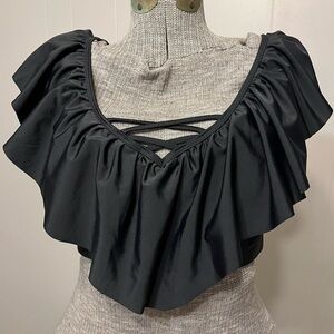 Black Ruffled Women's Bikini Top Unbranded Large